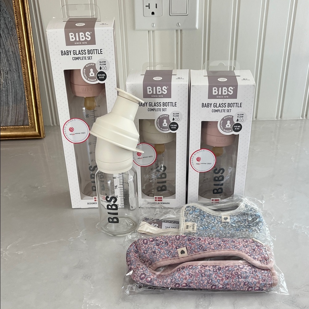 BIBS Baby Glass Bottle Set with Liberty Floral Sleeves